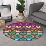 Bright Colors Aztec Pattern Print Round Rug