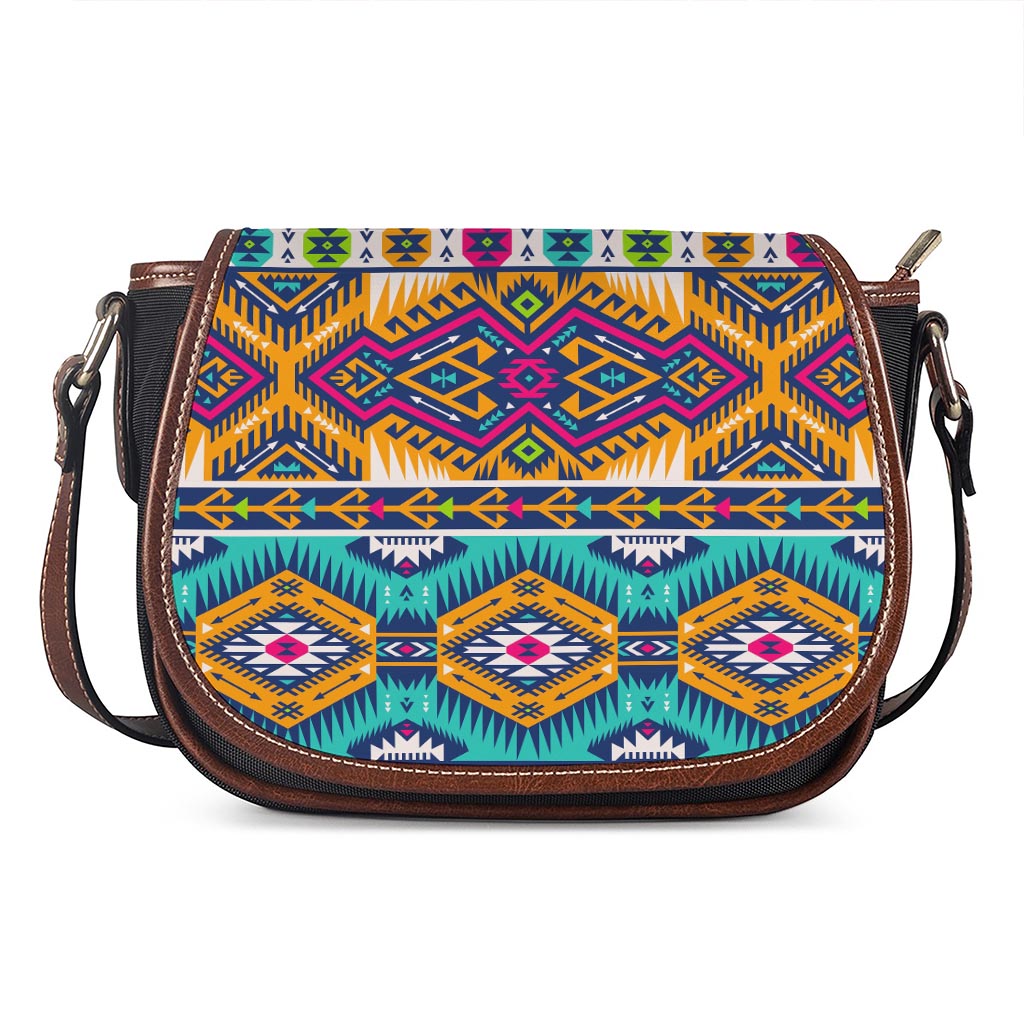 Bright Colors Aztec Pattern Print Saddle Bag
