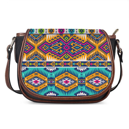 Bright Colors Aztec Pattern Print Saddle Bag