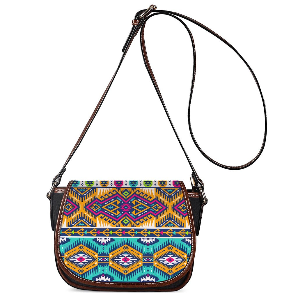 Bright Colors Aztec Pattern Print Saddle Bag