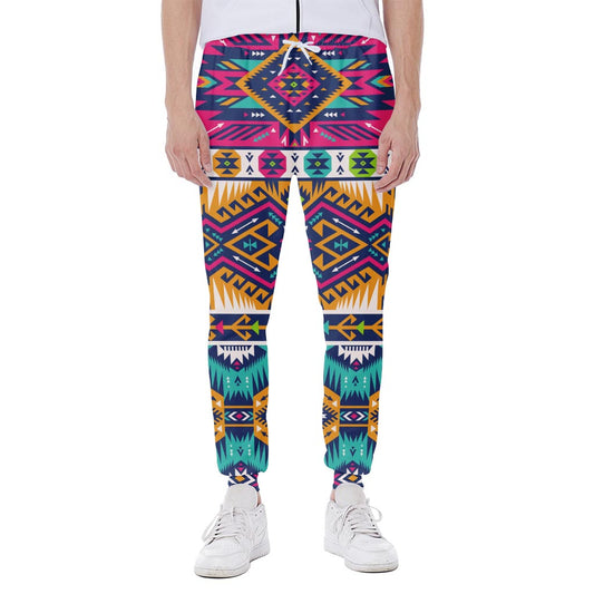 Bright Colors Aztec Pattern Print Scuba Joggers