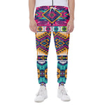 Bright Colors Aztec Pattern Print Scuba Joggers
