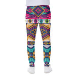 Bright Colors Aztec Pattern Print Scuba Joggers