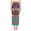 Bright Colors Aztec Pattern Print Side Slit Maxi Skirt