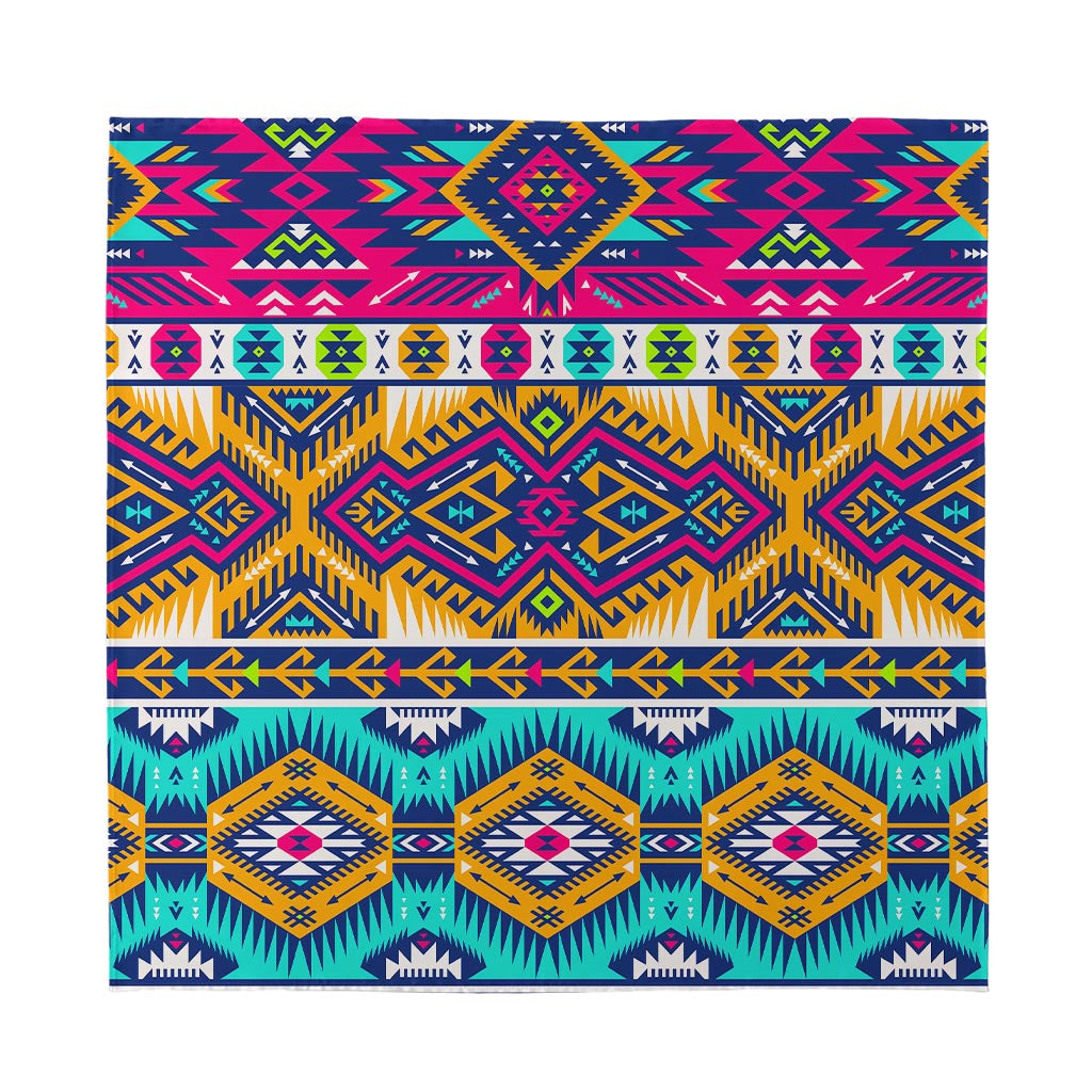 Bright Colors Aztec Pattern Print Silk Bandana