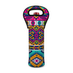 Bright Colors Aztec Pattern Print Single Neoprene Wine Tote
