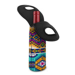 Bright Colors Aztec Pattern Print Single Neoprene Wine Tote