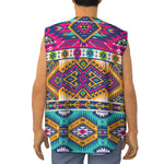 Bright Colors Aztec Pattern Print Sleeveless Baseball Jersey