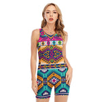 Bright Colors Aztec Pattern Print Sleeveless One Piece Swimsuit