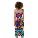 Bright Colors Aztec Pattern Print Slim Fit Midi Cami Dress
