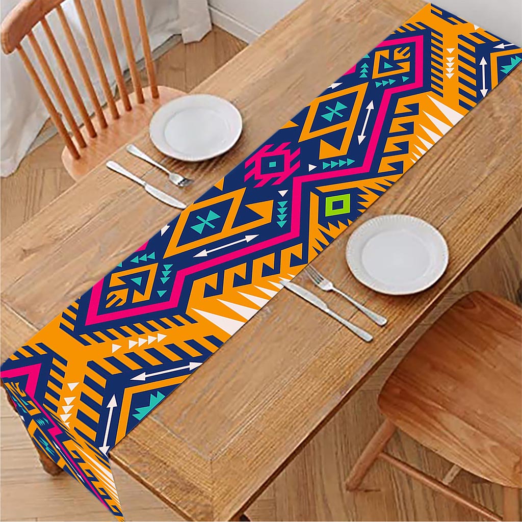 Bright Colors Aztec Pattern Print Table Runner
