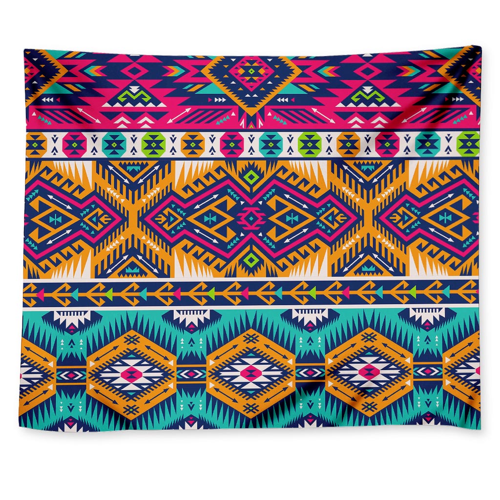 Bright Colors Aztec Pattern Print Tapestry