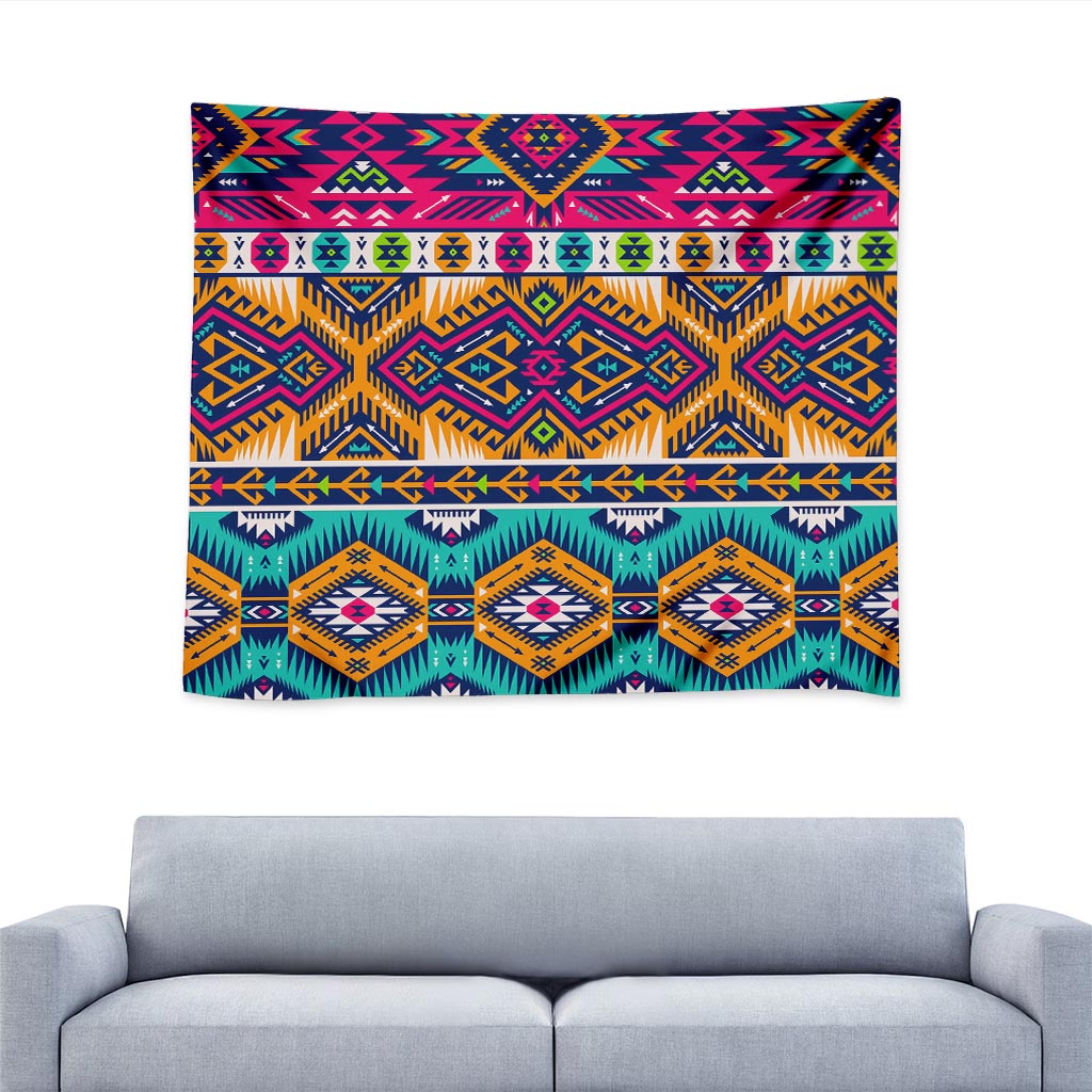 Bright Colors Aztec Pattern Print Tapestry