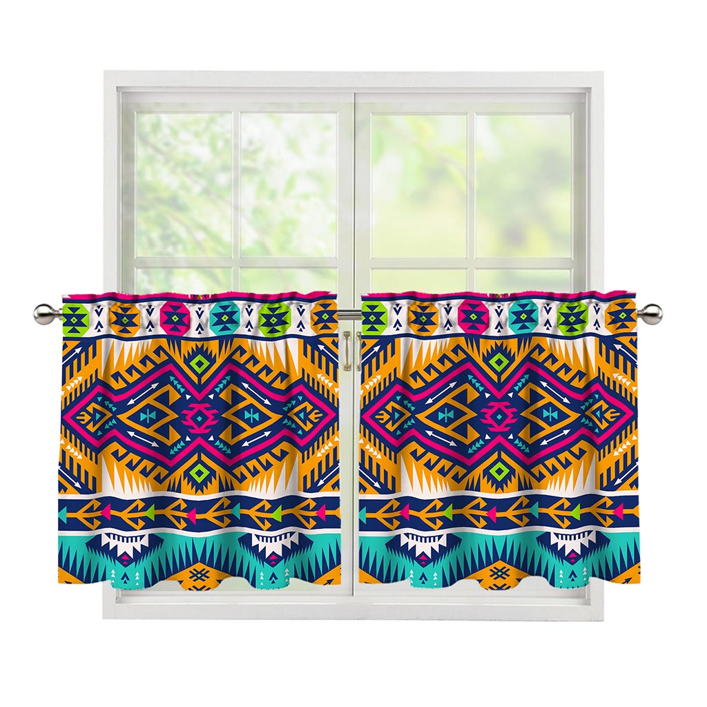 Bright Colors Aztec Pattern Print Tier Curtains