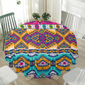 Bright Colors Aztec Pattern Print Waterproof Round Tablecloth