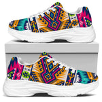 Bright Colors Aztec Pattern Print White Chunky Shoes
