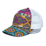 Bright Colors Aztec Pattern Print White Mesh Trucker Cap