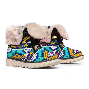 Bright Colors Aztec Pattern Print Winter Boots