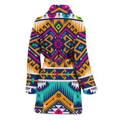 Bright Colors Aztec Pattern Print Women's Bathrobe