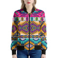 Bright Colors Aztec Pattern Print Women's Bomber Jacket