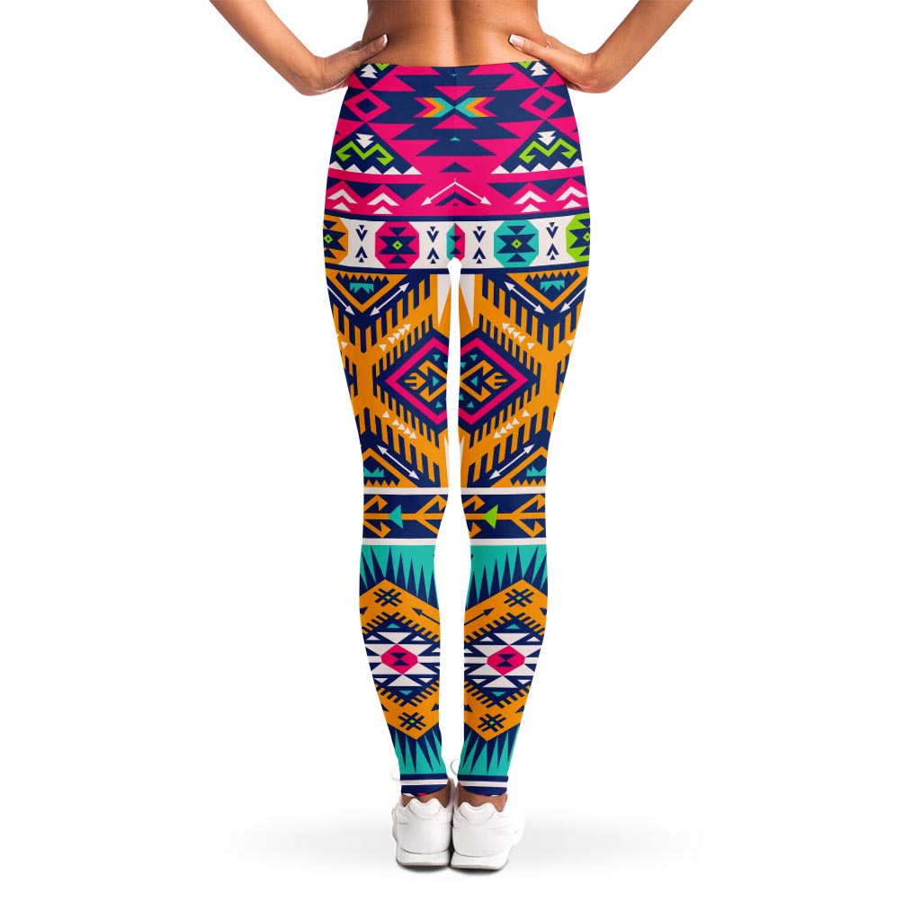Bright Colors Aztec Pattern Print Women's Leggings