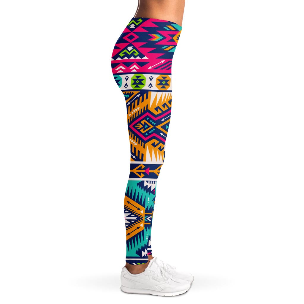 Bright Colors Aztec Pattern Print Women's Leggings