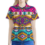 Bright Colors Aztec Pattern Print Women's Polo Shirt