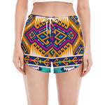 Bright Colors Aztec Pattern Print Women's Split Running Shorts