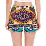 Bright Colors Aztec Pattern Print Women's Split Running Shorts