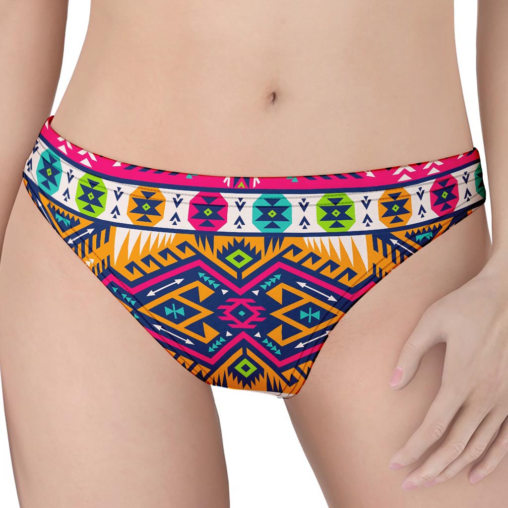 Bright Colors Aztec Pattern Print Women's Thong