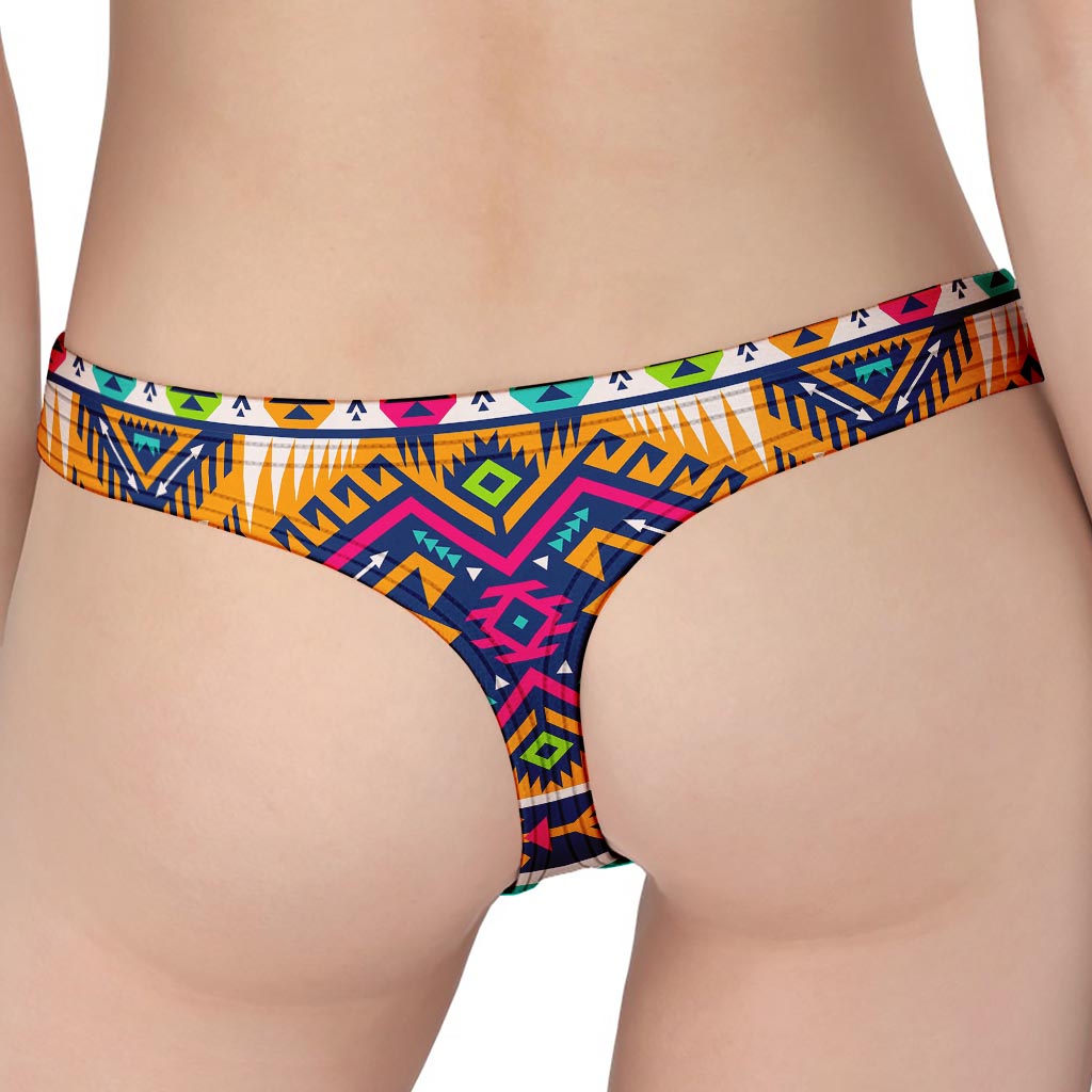 Bright Colors Aztec Pattern Print Women's Thong