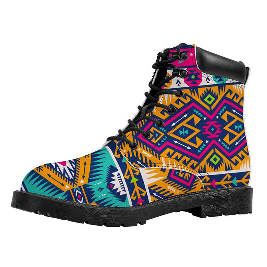 Bright Colors Aztec Pattern Print Work Boots