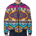 Bright Colors Aztec Pattern Print Zip Sleeve Bomber Jacket
