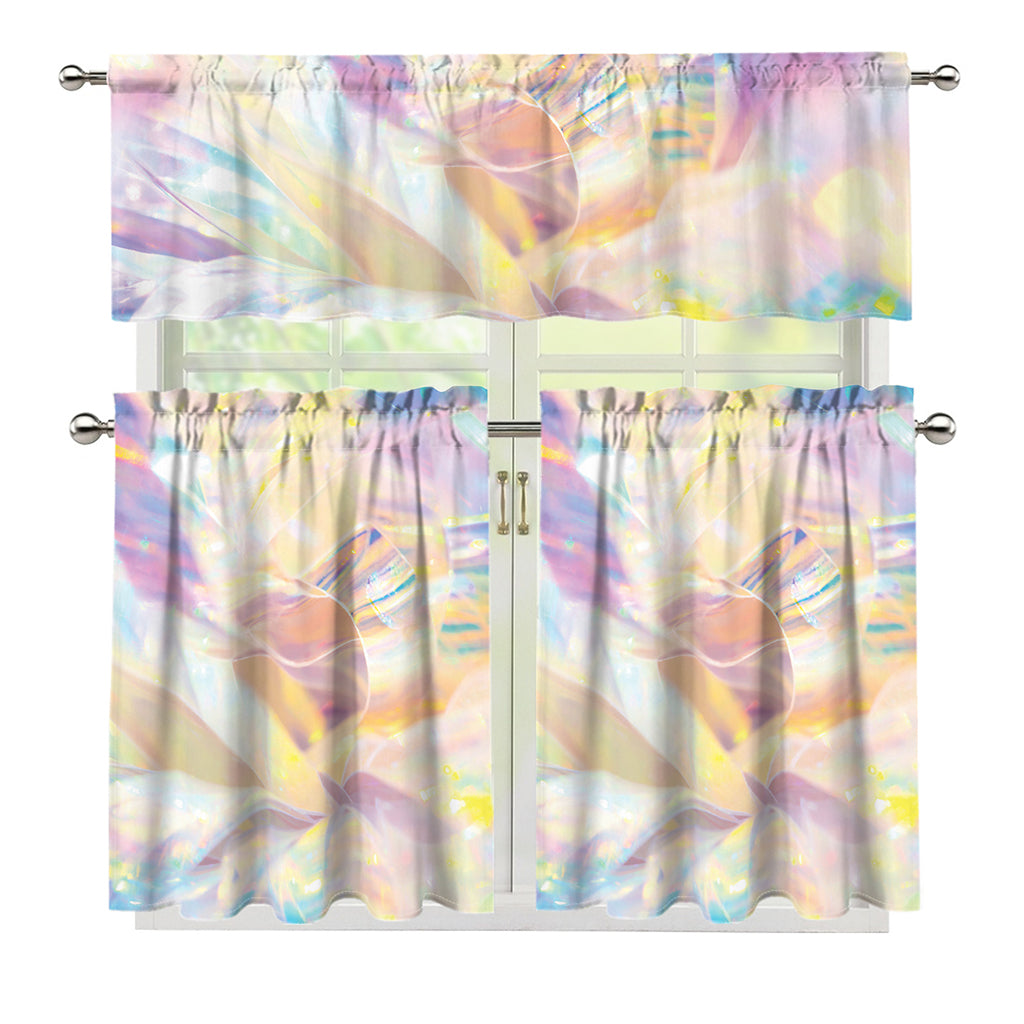 Bright Holographic Print 3 Piece Kitchen Curtains