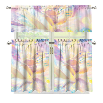Bright Holographic Print 3 Piece Kitchen Curtains