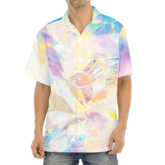 Bright Holographic Print Aloha Shirt