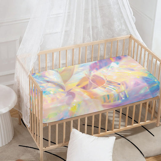 Bright Holographic Print Baby Crib Sheet