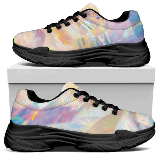 Bright Holographic Print Black Chunky Shoes