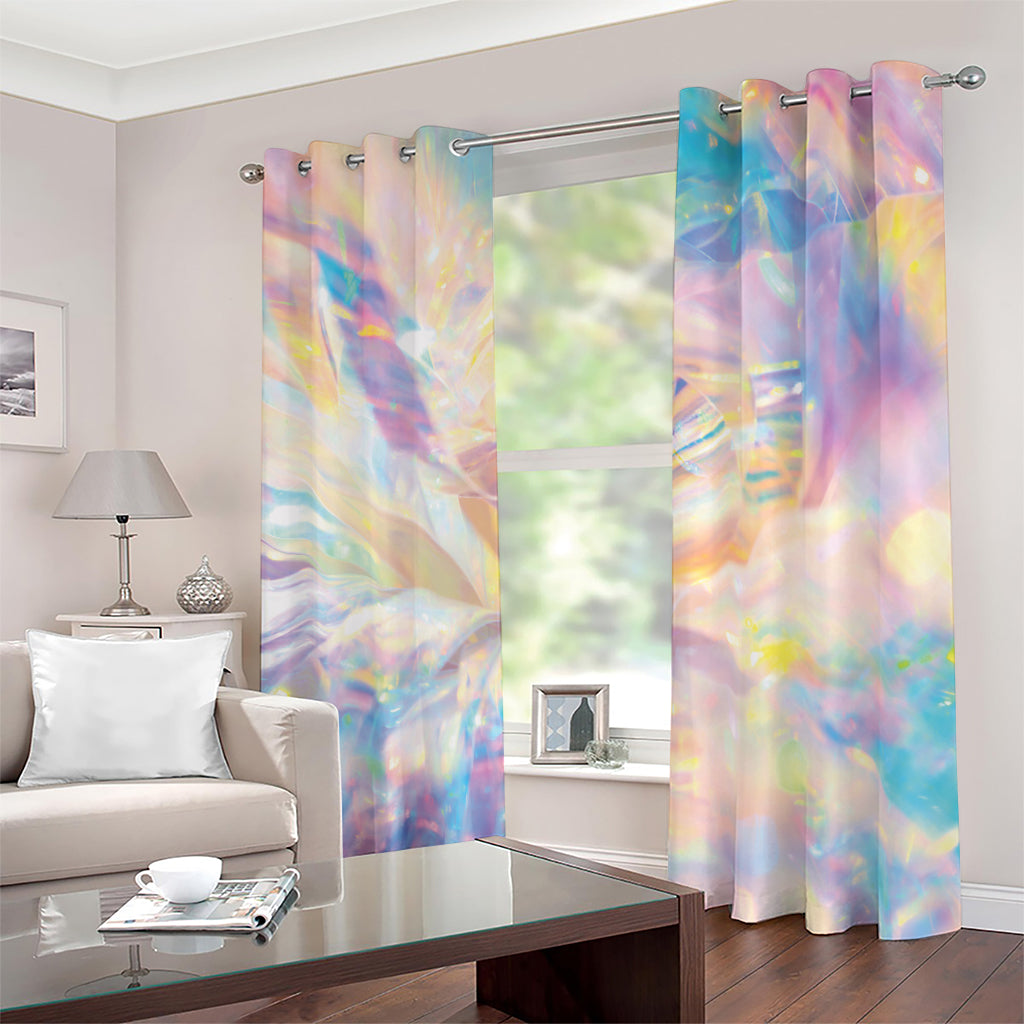 Bright Holographic Print Blackout Grommet Curtains