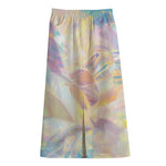Bright Holographic Print Cotton Front Slit Maxi Skirt