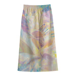 Bright Holographic Print Cotton Front Slit Maxi Skirt