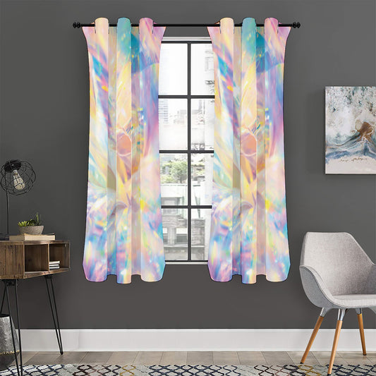 Bright Holographic Print Curtain