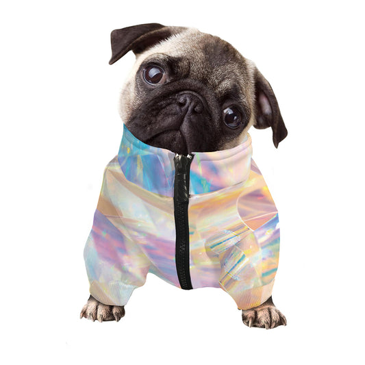 Bright Holographic Print Dog Zip Up Jacket