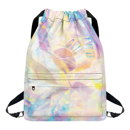 Bright Holographic Print Drawstring Backpack