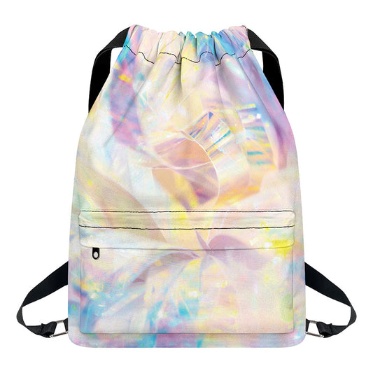 Bright Holographic Print Drawstring Backpack