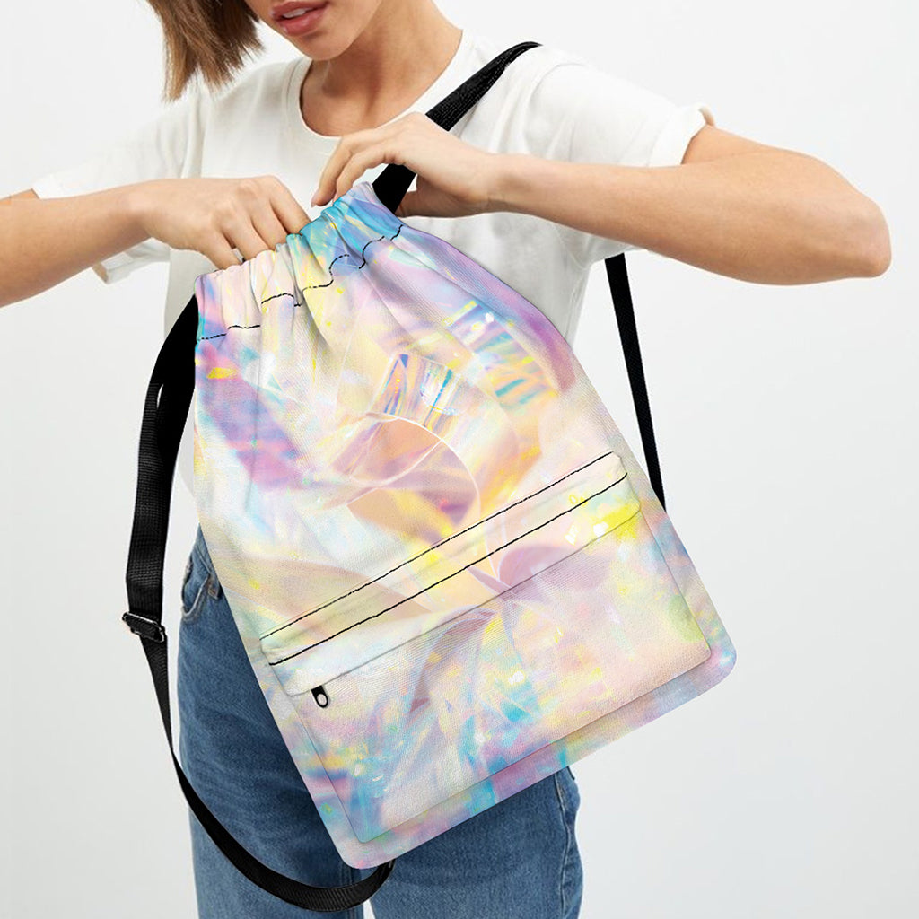Bright Holographic Print Drawstring Backpack