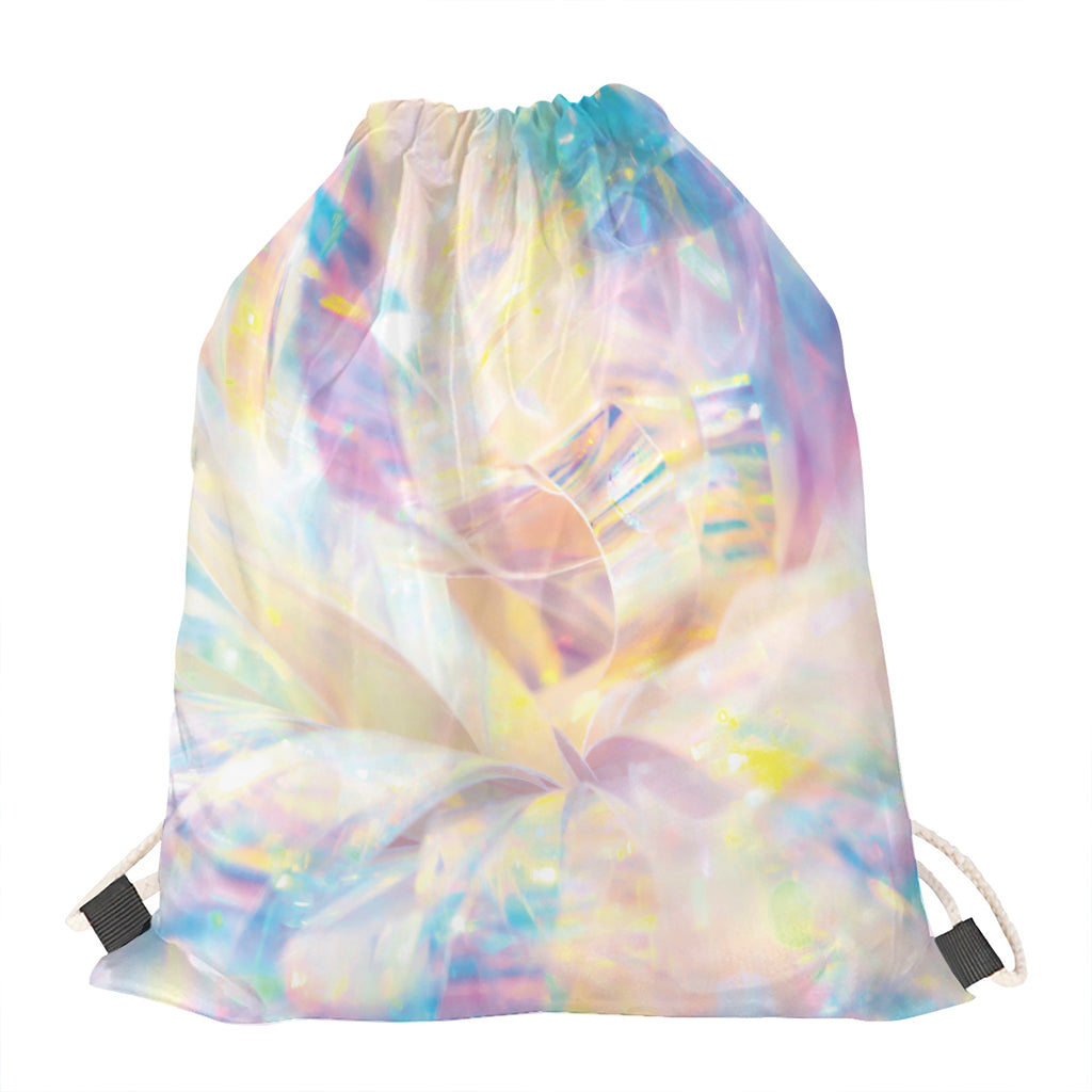 Bright Holographic Print Drawstring Bag