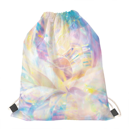 Bright Holographic Print Drawstring Bag