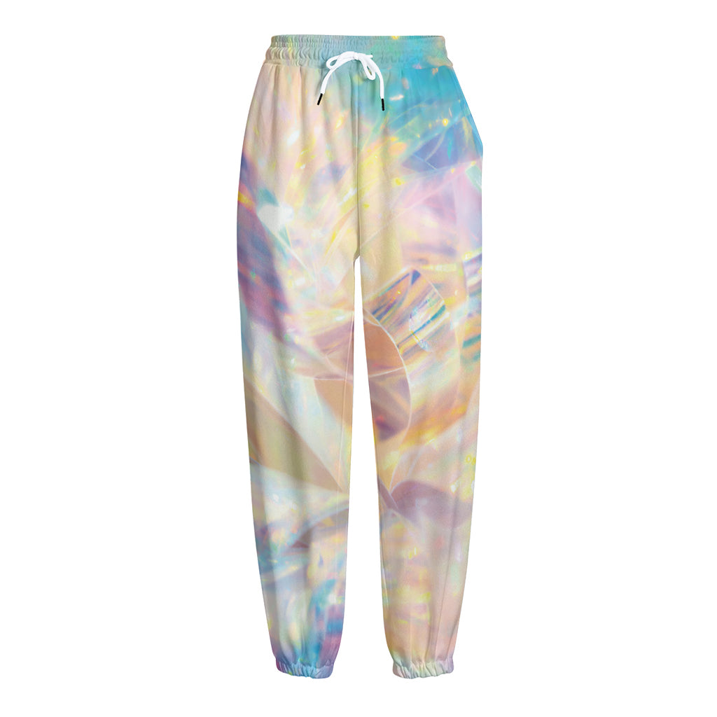 Bright Holographic Print Fleece Lined Knit Pants
