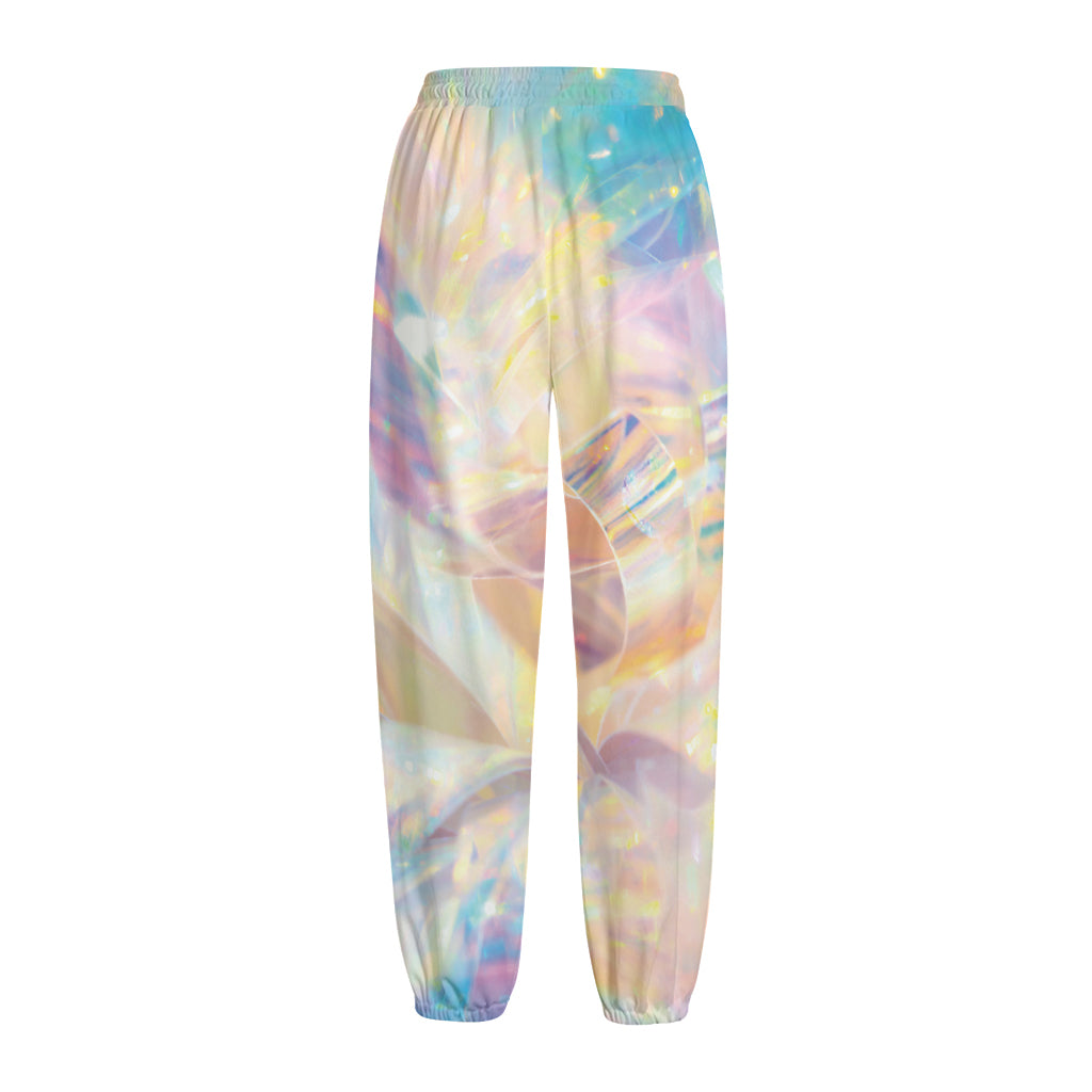 Bright Holographic Print Fleece Lined Knit Pants